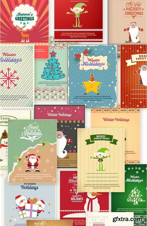 450 Premium Retro Christmas & New Year Vector Illustrations