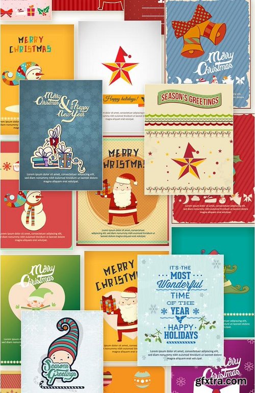 450 Premium Retro Christmas & New Year Vector Illustrations