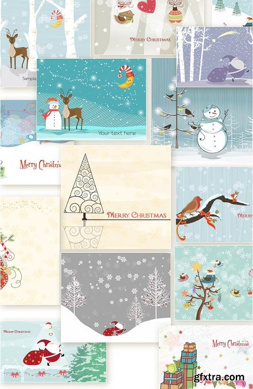 450 Premium Retro Christmas & New Year Vector Illustrations