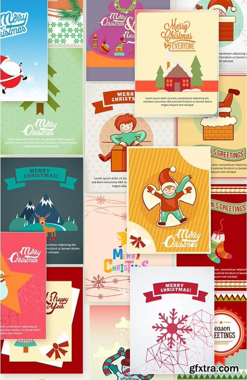 450 Premium Retro Christmas & New Year Vector Illustrations