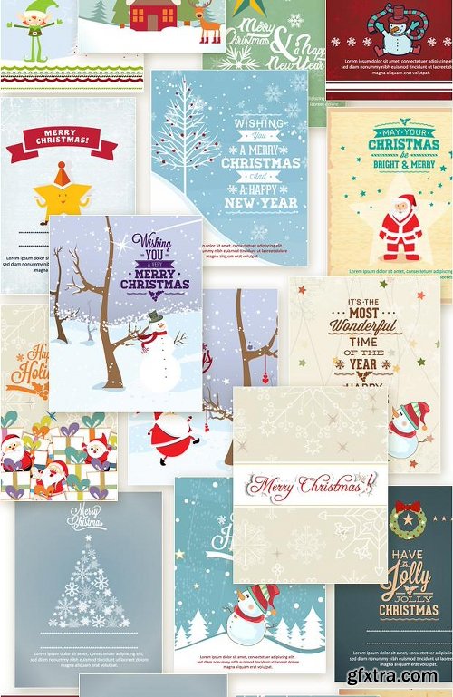 450 Premium Retro Christmas & New Year Vector Illustrations