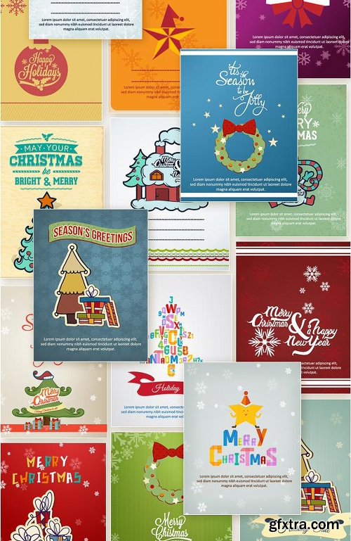 450 Premium Retro Christmas & New Year Vector Illustrations