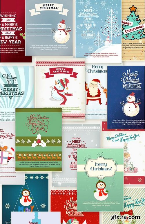 450 Premium Retro Christmas & New Year Vector Illustrations