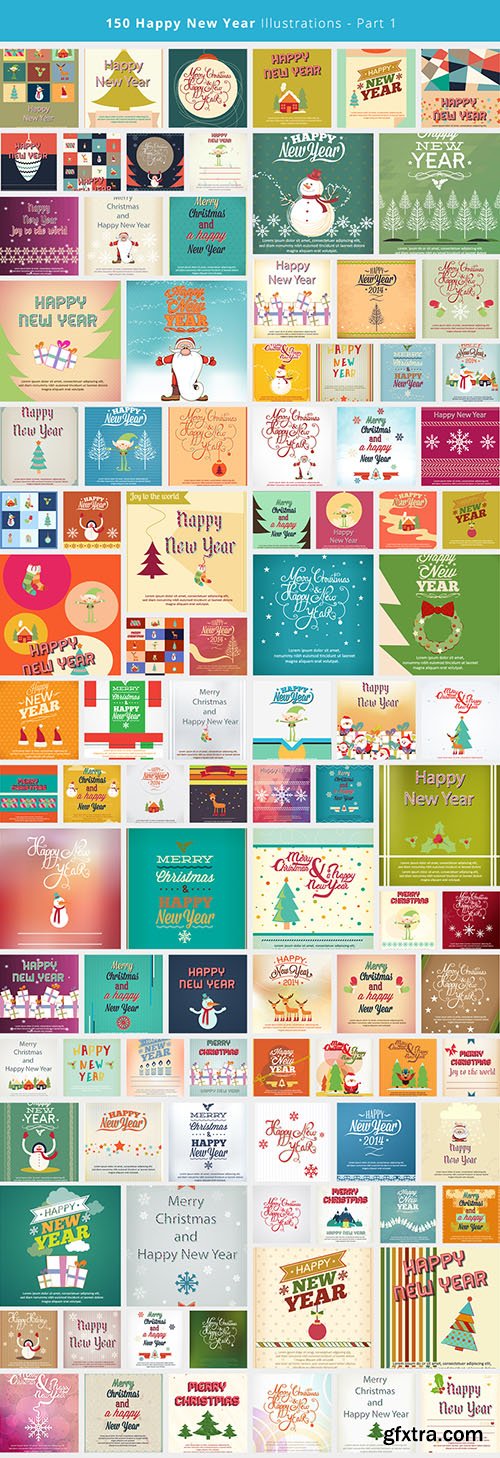 450 Premium Retro Christmas & New Year Vector Illustrations