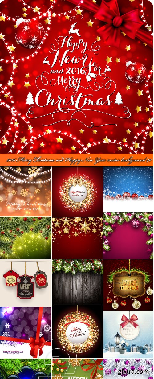 2016 Merry Christmas and Happy New Year vector background 40