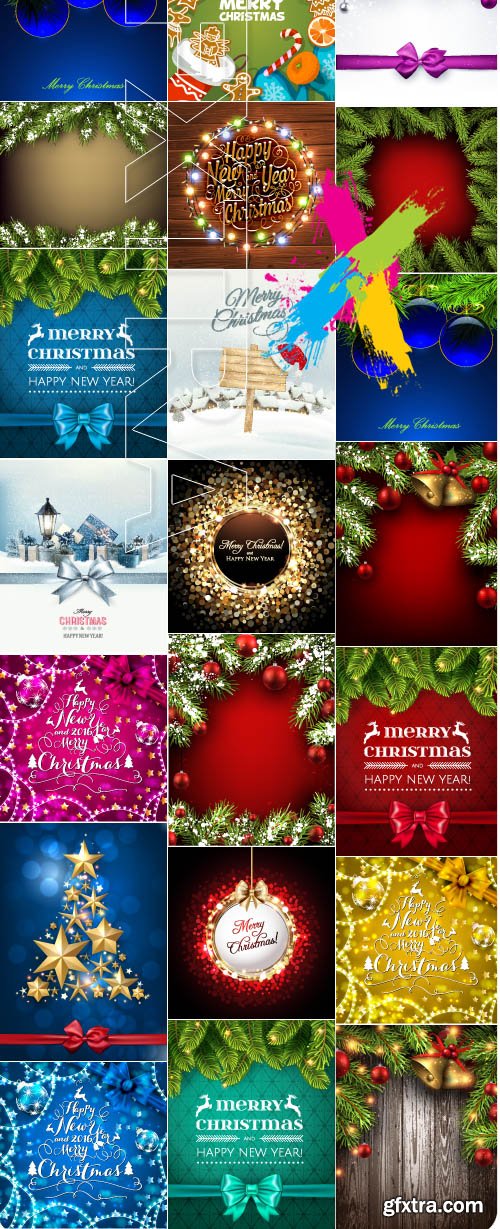 2016 Merry Christmas and Happy New Year vector background 40