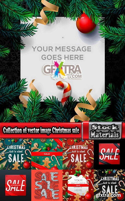 Collection of vector image Christmas sale Christmas flyer sticker poster banner 25 EPS