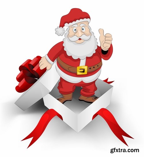 Collection of vector image Santa Claus Father Frost New Year Christmas Sports 25 EPS