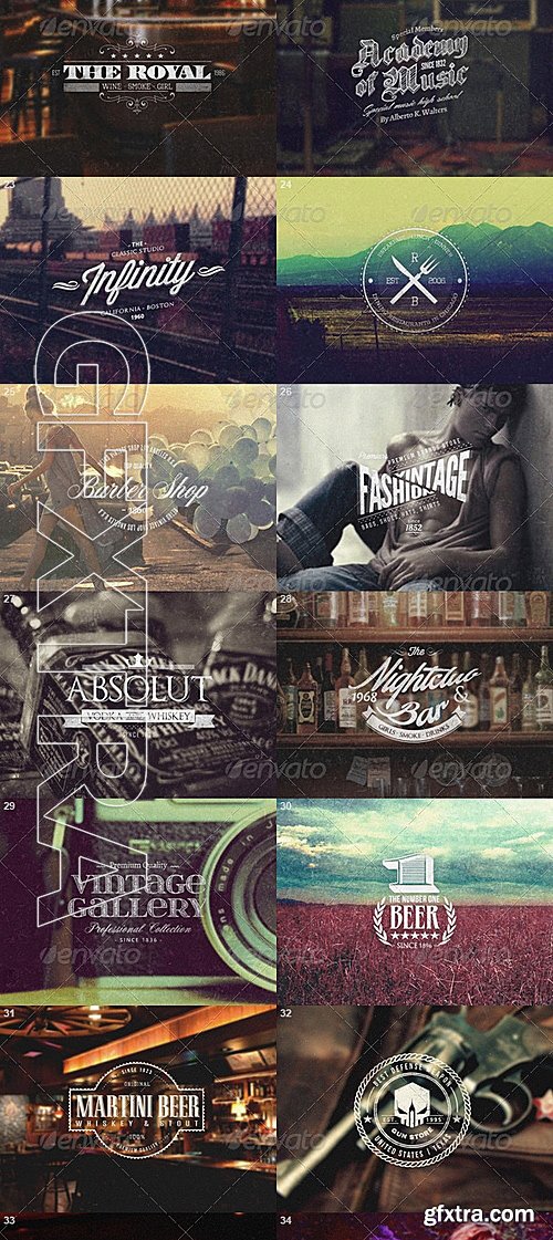 GraphicRiver - 60 Vintage Badges Labels Logos Bundle 7450824