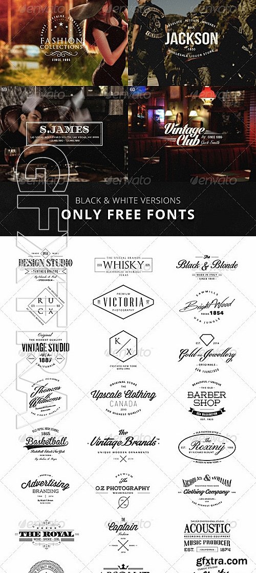 GraphicRiver - 60 Vintage Badges Labels Logos Bundle 7450824