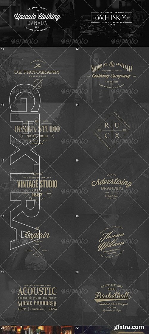 GraphicRiver - 60 Vintage Badges Labels Logos Bundle 7450824