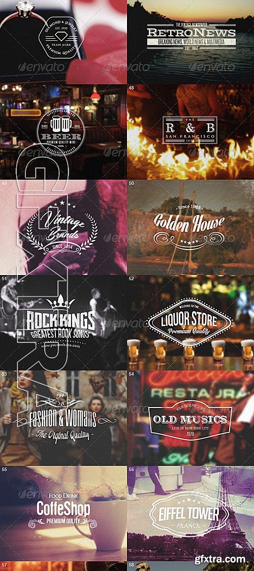 GraphicRiver - 60 Vintage Badges Labels Logos Bundle 7450824