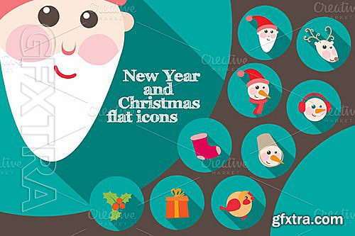 CM - New Year And Christmas Flat Icons 14762