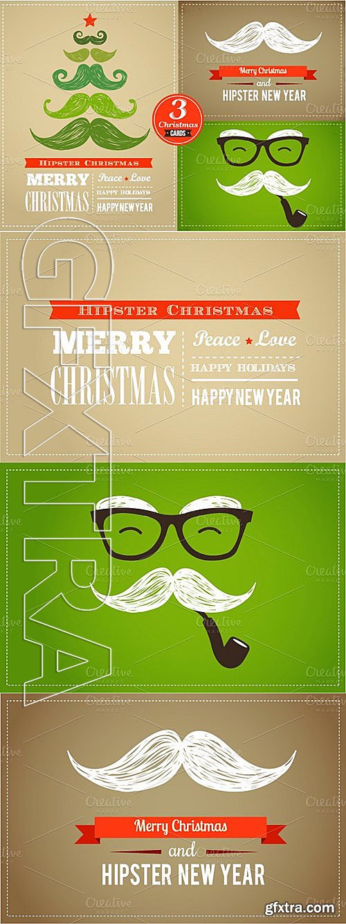 CM - Set of Hipster Christmas Cards 13216