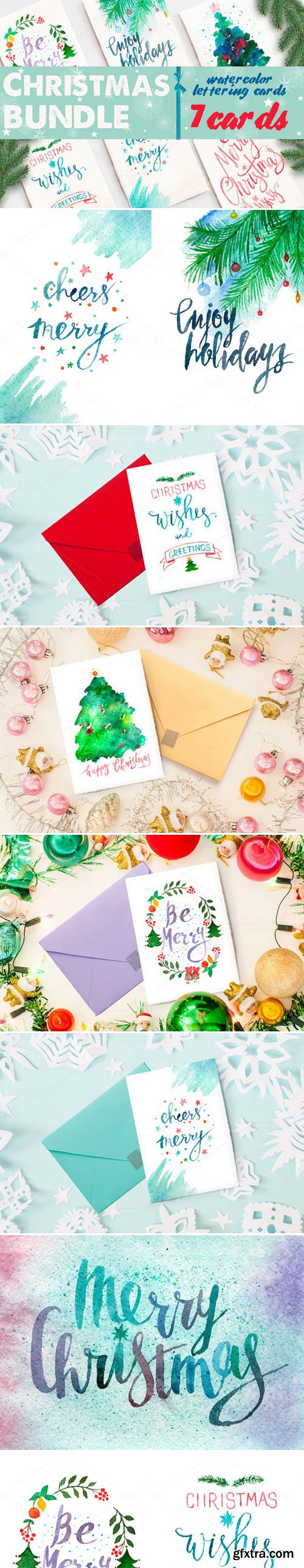 CM - Watercolor christmas cards bundle 465878