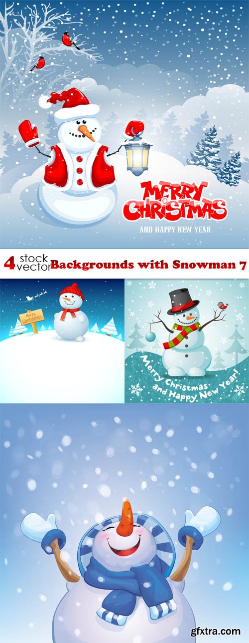 Vectors - Backgrounds with Snowman 7