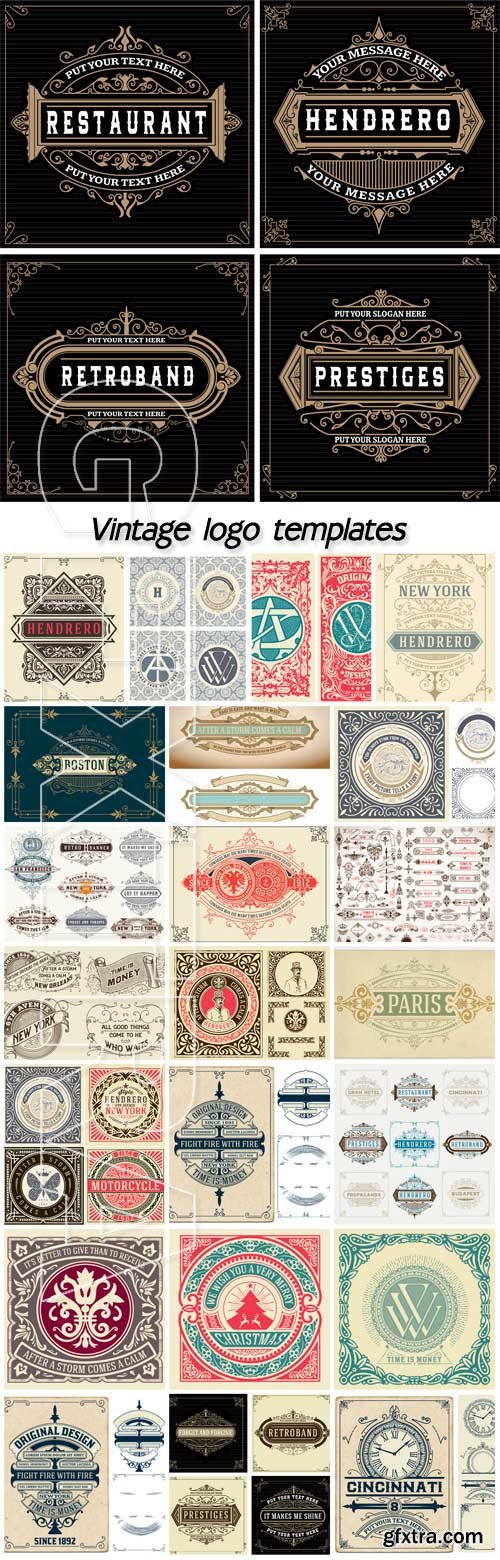 Vintage Logo Templates, Hotel, Restaurant, Business or Boutique 25xEPS