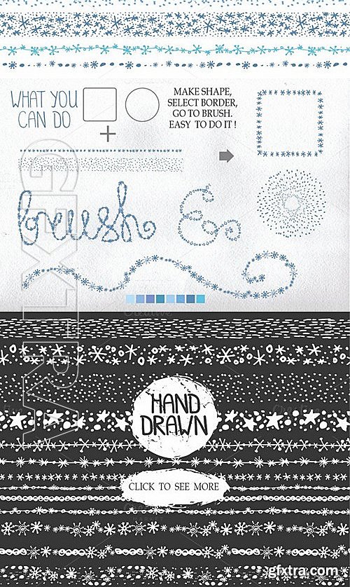 CM - Hand drawn snow borders brushes 467866