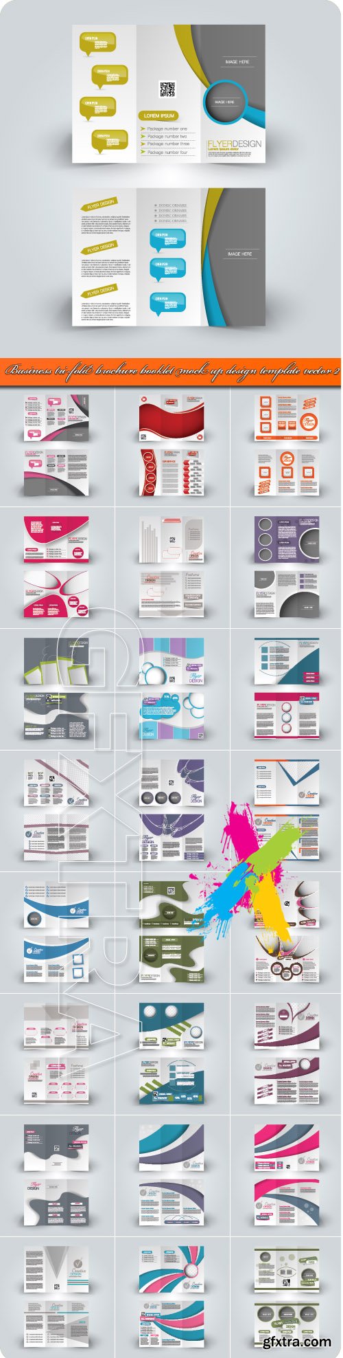 Business tri-fold brochure booklet mock up design template vector 2