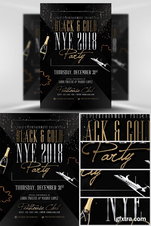 Black & Gold NYE Flyer Template