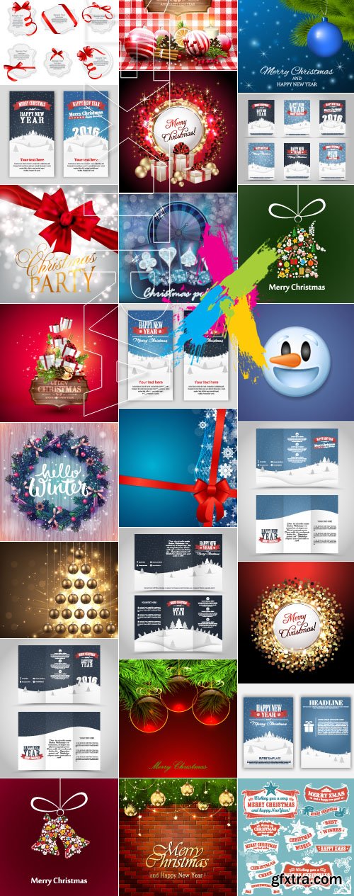 2016 Merry Christmas and Happy New Year banner and vector background 2