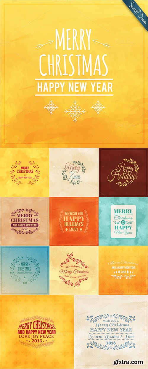 Creativemarket 180+ Christmas Watercolor Elements 465754