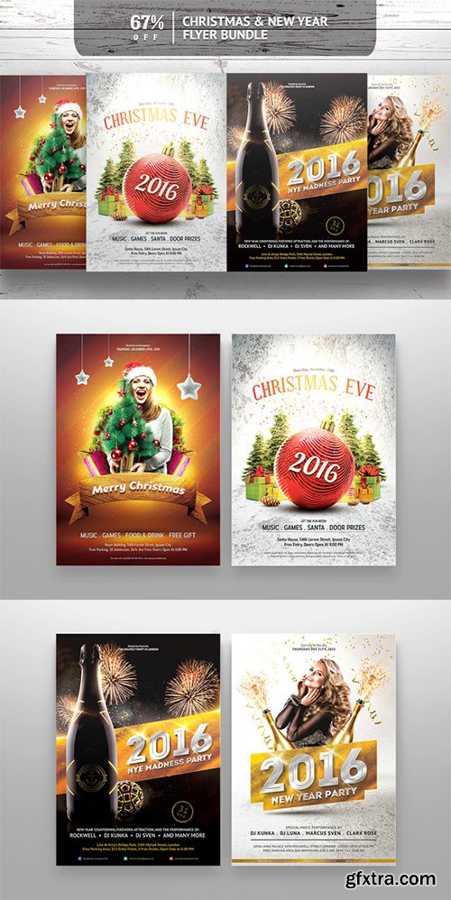 Creativemarket Christmas & New Year Flyer Bundle 469160