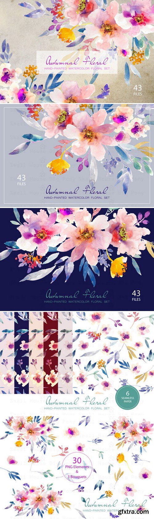 CM - Autumnal Floral- Watercolor Clipart 390943