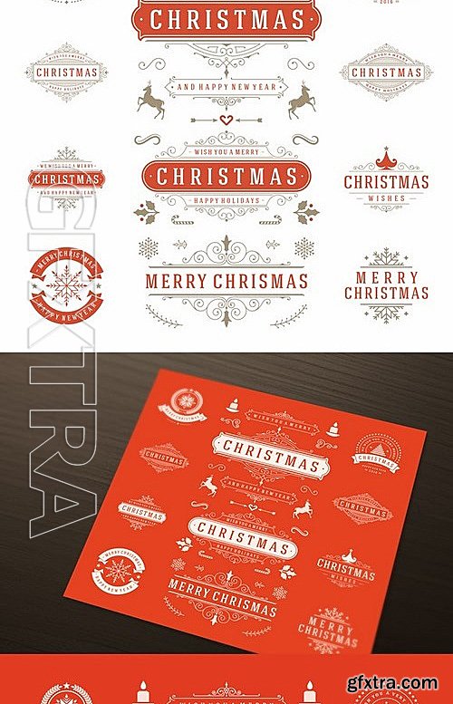 CM - 10 Christmas labels and badges 405730