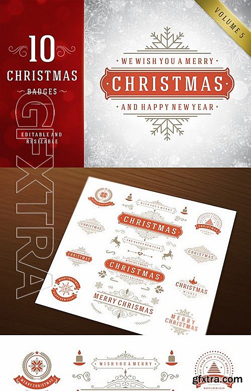 CM - 10 Christmas labels and badges 405730