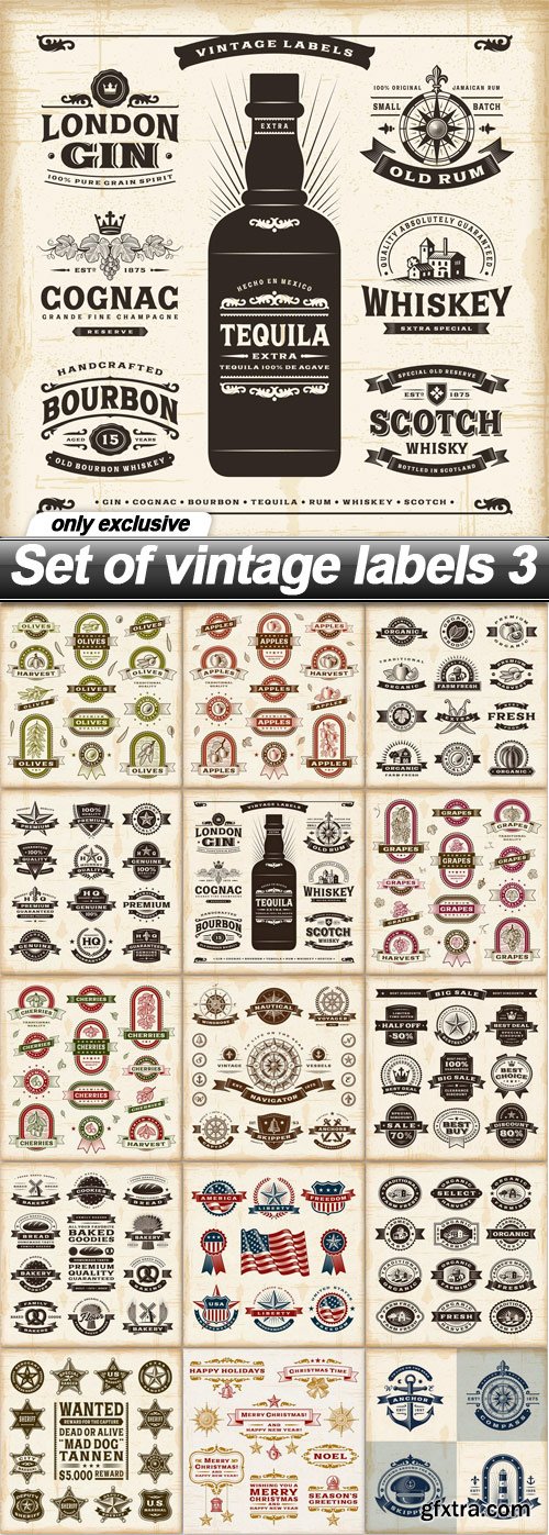Set of vintage labels 3 - 15 EPS