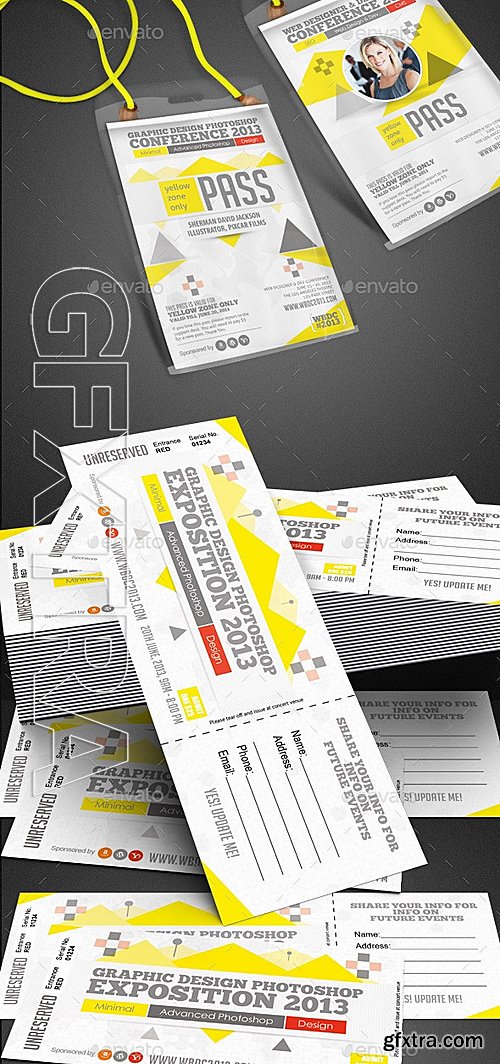 GraphicRiver - Web & Design Conference Flyer, Pass & Badge Bundle 12807905