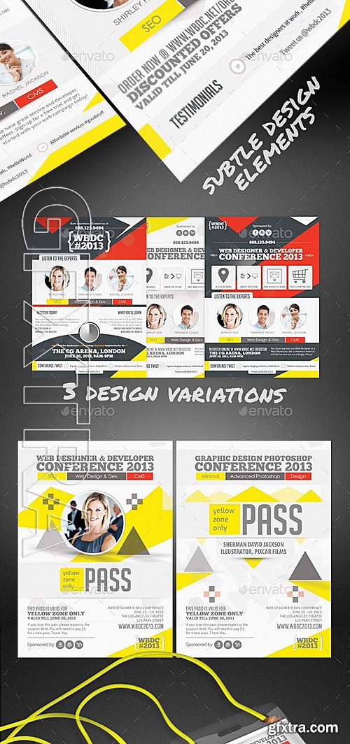 GraphicRiver - Web & Design Conference Flyer, Pass & Badge Bundle 12807905