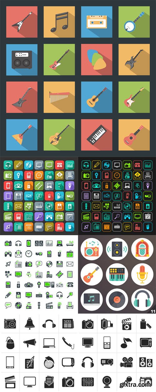 Multimedia icons set