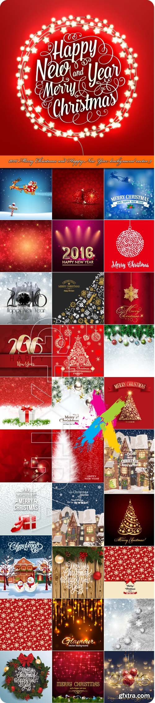 2016 Merry Christmas and Happy New Year background vector 9