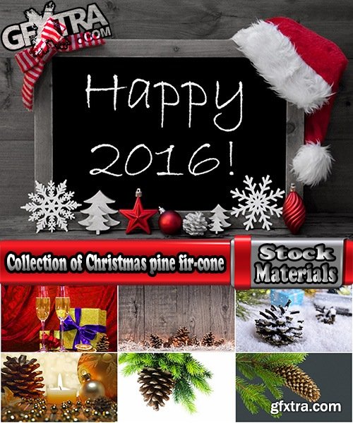 Collection of Christmas pine fir-cone Christmas illustration 25 HQ Jpeg