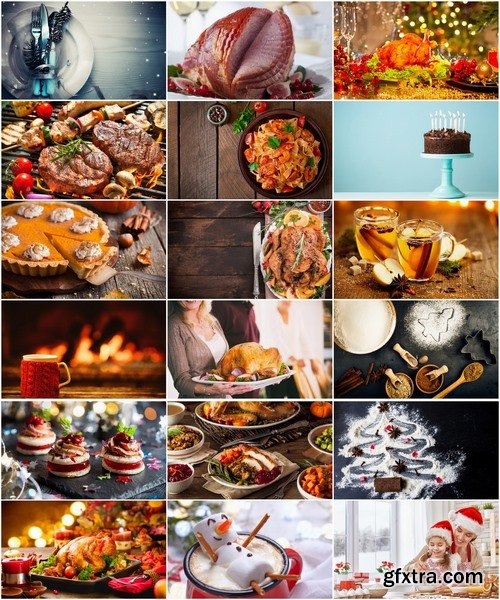 Collection of various festive food food fried chicken champagne 25 HQ Jpeg