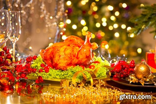 Collection of various festive food food fried chicken champagne 25 HQ Jpeg