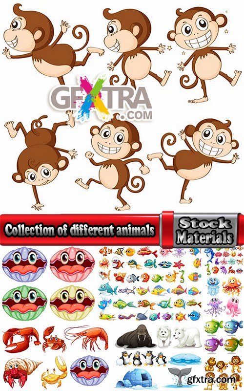 Collection of different animals picture vector cartoon 25 EPS