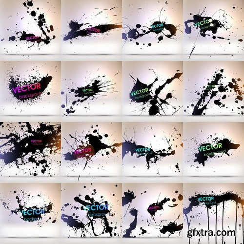 Collection of vector image smear smudge splatter stain spray 25 EPS