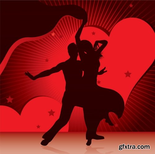 Collection of vector image of tango dance dancer showgirl 25 EPS