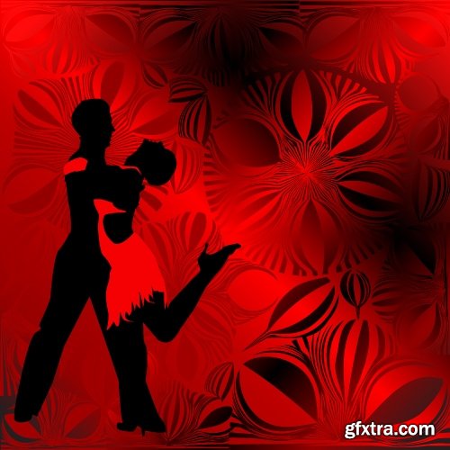 Collection of vector image of tango dance dancer showgirl 25 EPS