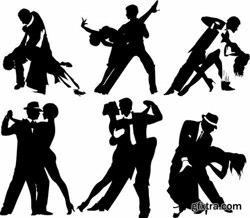 Collection of vector image of tango dance dancer showgirl 25 EPS