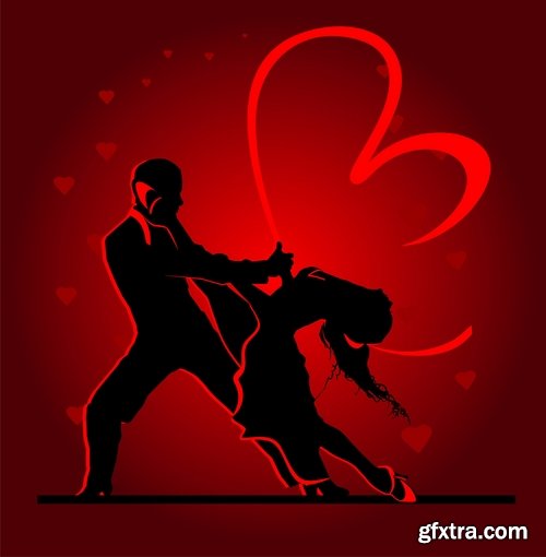 Collection of vector image of tango dance dancer showgirl 25 EPS