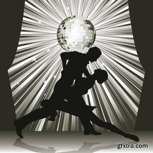 Collection of vector image of tango dance dancer showgirl 25 EPS