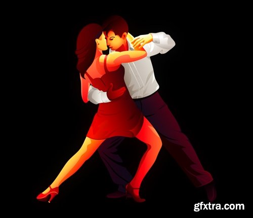 Collection of vector image of tango dance dancer showgirl 25 EPS