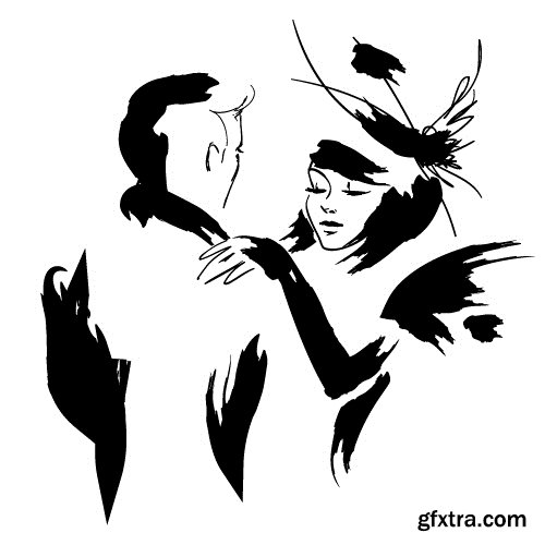 Collection of vector image of tango dance dancer showgirl 25 EPS