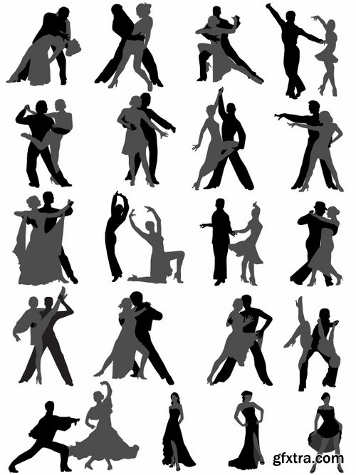 Collection of vector image of tango dance dancer showgirl 25 EPS