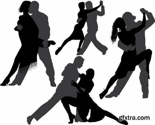 Collection of vector image of tango dance dancer showgirl 25 EPS