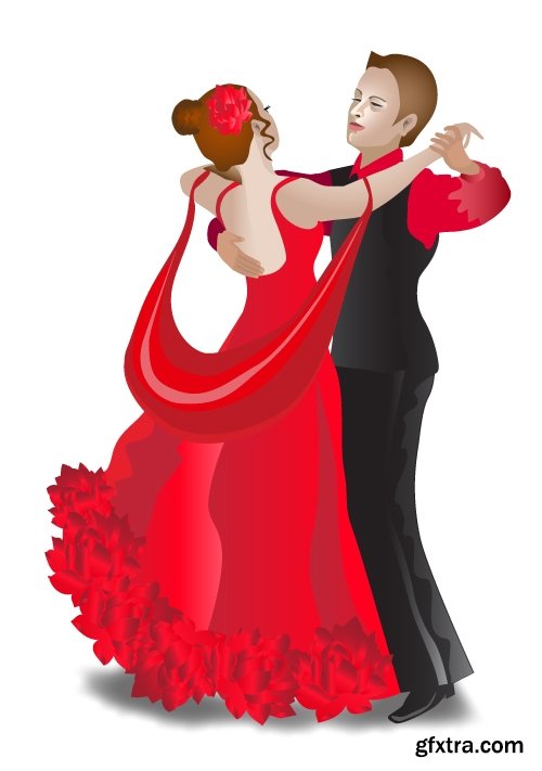 Collection of vector image of tango dance dancer showgirl 25 EPS